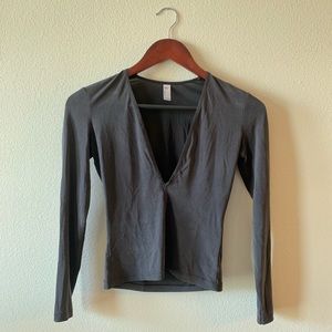 American Apparel Navy Deep V Crop